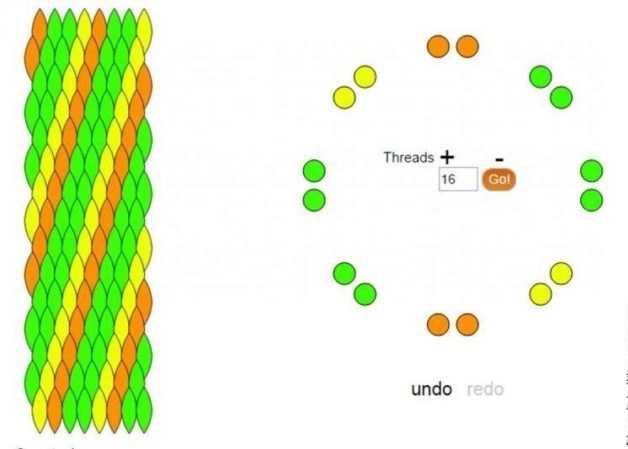 Квадратный способ плетения кумихимо