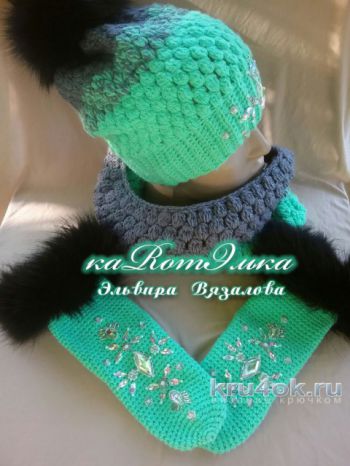 Мятная шапка - бини от кaRomЭлькa